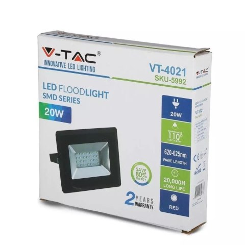Projektor LED V-TAC 20W SMD E-Series Czarny VT-4021-R Kolor Czerwony
