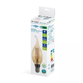 Żarówka LED V-TAC 4W Filament E14 Świeczka Bursztyn Płomyk VT-1949 2200K 350lm