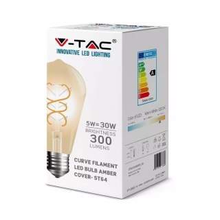 Żarówka LED V-TAC 5W E27 Filament Złota Vintage ST64 VT-2065 2200K 300lm