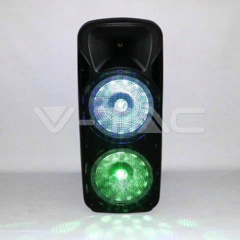 Głośnik Przenośny V-TAC 150W Mikrofon Bezprzewodowy i Przewodowy 2 Głośniki, RGB, PILOT, na kółkach VT-6215-2