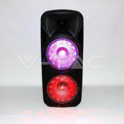 Głośnik Przenośny V-TAC 150W Mikrofon Bezprzewodowy i Przewodowy 2 Głośniki, RGB, PILOT, na kółkach VT-6215-2