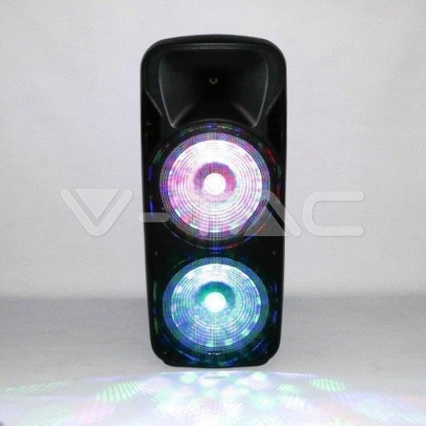 Głośnik Przenośny V-TAC 150W Mikrofon Bezprzewodowy i Przewodowy 2 Głośniki, RGB, PILOT, na kółkach VT-6215-2