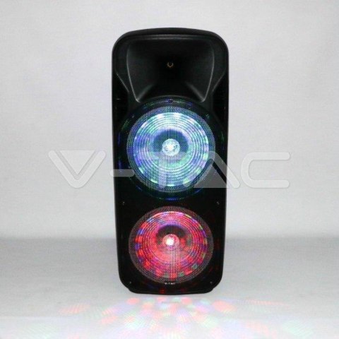 Głośnik Przenośny V-TAC 150W Mikrofon Bezprzewodowy i Przewodowy 2 Głośniki, RGB, PILOT, na kółkach VT-6215-2