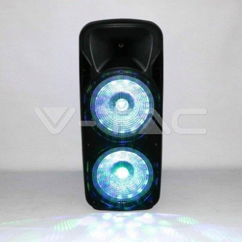 Głośnik Przenośny V-TAC 150W Mikrofon Bezprzewodowy i Przewodowy 2 Głośniki, RGB, PILOT, na kółkach VT-6215-2