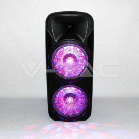 Głośnik Przenośny V-TAC 150W Mikrofon Bezprzewodowy i Przewodowy 2 Głośniki, RGB, PILOT, na kółkach VT-6215-2