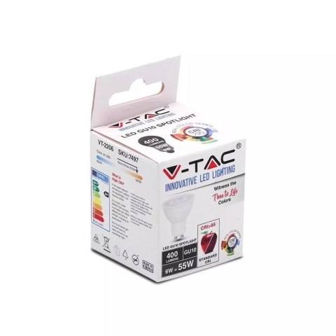 Żarówka LED V-TAC 6W GU10 38st CRI95+ VT-2206 4000K 400lm