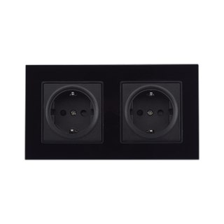 Gniazdo Szklane Podwójne 16A Czarne 158x86mm V-TAC VT-5811