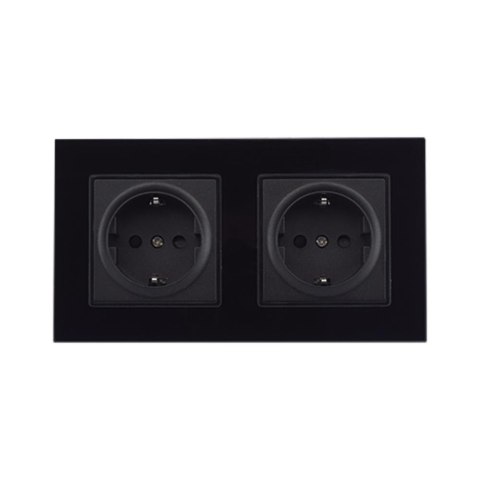 Gniazdo Szklane Podwójne 16A Czarne 158x86mm V-TAC VT-5811