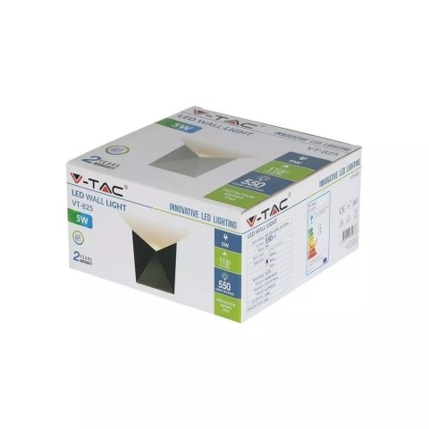 Kinkiet Ścienny V-TAC 5W LED Czarny IP65 VT-825 3000K 550lm