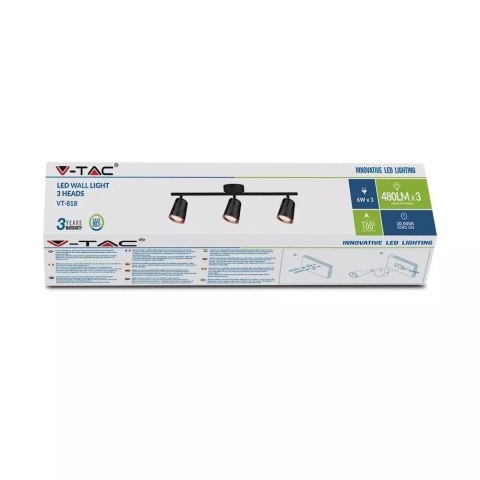 Oprawa Sufitowa V-TAC 18W LED Czarna VT-818 3000K 1440lm
