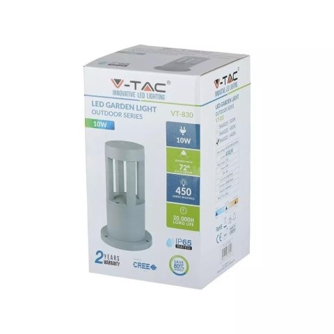 Słupek Ogrodowy V-TAC 10W LED IP65 Szary 25cm VT-830 6400K 450lm