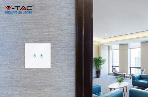 Włącznik Dotykowy Szklany Podwójny Biały V-TAC VT-5112