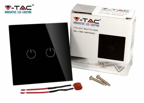 Włącznik Dotykowy Szklany Podwójny Czarny V-TAC VT-5112