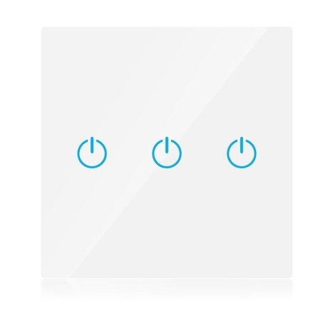Włącznik Szklany SMART WiFi V-TAC Potrójny Biały Amazon Alexa, Google Home, Nest VT-5005
