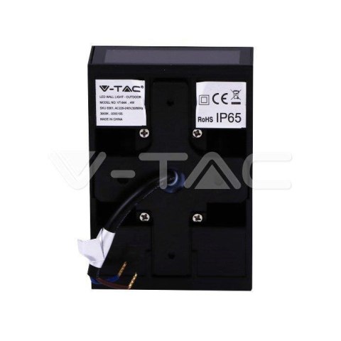 Oprawa Kinkiet Ścienny Góra Dół V-TAC 4W LED Czarna IP65 VT-844 3000K 150lm