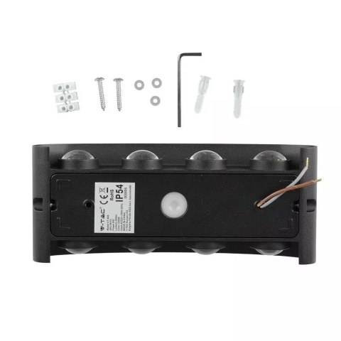 Oprawa Ścienna Góra Dół V-TAC 8W LED Czarna IP54 VT-848 3000K 800lm