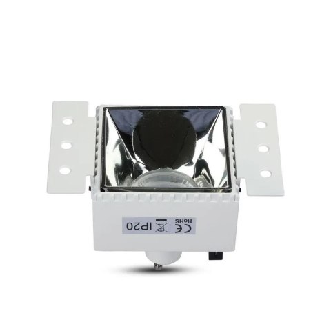 Oprawa Wpuszczana V-TAC GU10 Kwadratowa Biała Ramka, Odbłyśnik Chrom VT-890