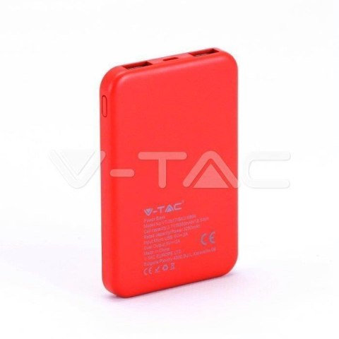 Power Bank V-TAC 5000mAh Super Small Czerwony Lithium Polymer VT-3517