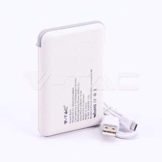 Power Bank V-TAC 5000mAh Z przewodem Wskaźnik LED Biały VT-3510
