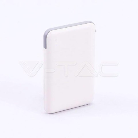 Power Bank V-TAC 5000mAh Z przewodem Wskaźnik LED Biały VT-3510