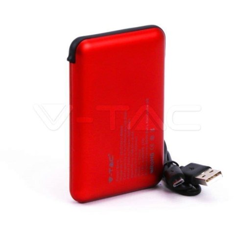 Power Bank V-TAC 5000mAh Z przewodem Wskaźnik LED Czerwony VT-3510