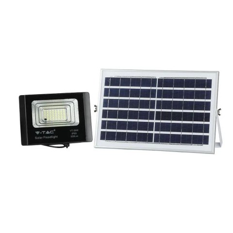 Naświetlacz Projektor LED Solarny V-TAC 12W Czarny IP65, Pilot, Timer VT-25W 6000K 550lm
