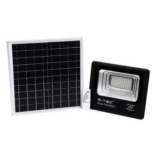 Naświetlacz Projektor LED Solarny V-TAC 20W Czarny IP65, Pilot, Timer VT-60W 4000K 1650lm