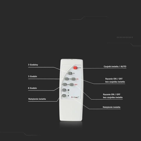 Projektor LED Solarny V-TAC 35W Czarny IP65, Pilot, Timer VT-100W 6000K 2450lm