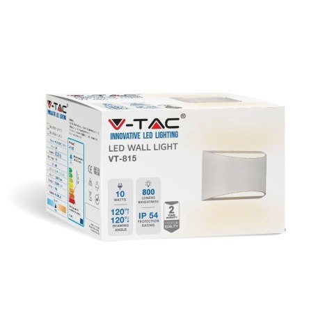 Kinkiet Ścienny V-TAC 10W LED Góra Dół Bridgelux Chip Czarny IP54 VT-815 4000K 800lm