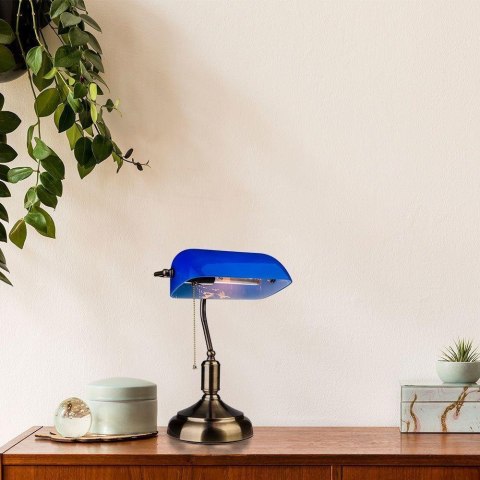 Lampa Bankierska V-TAC E27 Stare Zloto Niebieski Klosz VT-7151-B 5 Lat Gwarancji