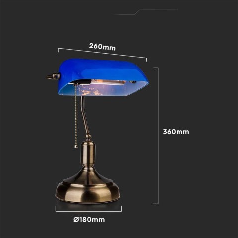 Lampa Bankierska V-TAC E27 Stare Zloto Niebieski Klosz VT-7151-B 5 Lat Gwarancji
