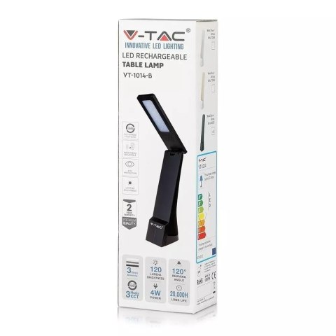 Lampka Biurkowa V-TAC 4W LED Ściemnianie Ładowanie Czarna VT-1014 2700K-6400K 550lm
