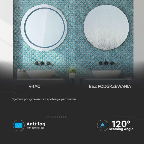Lustro V-TAC 25W LED Anty Para Okrągłe 600x35mm IP44 VT-8601 6400K 750lm