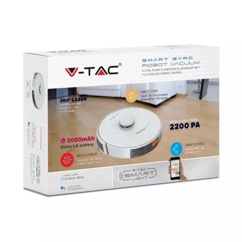 Odkurzacz Automatyczny V-TAC SMART WiFi Auto powrót Gyro Laser Kompatybilny Amazon Alexa Google Home VT-5556
