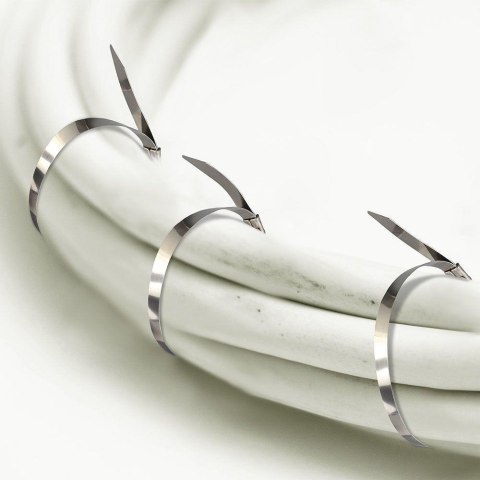 Opaska kablowa ze stali nierdzewnej V-TAC 4,6x300mm (Opak. 100szt)