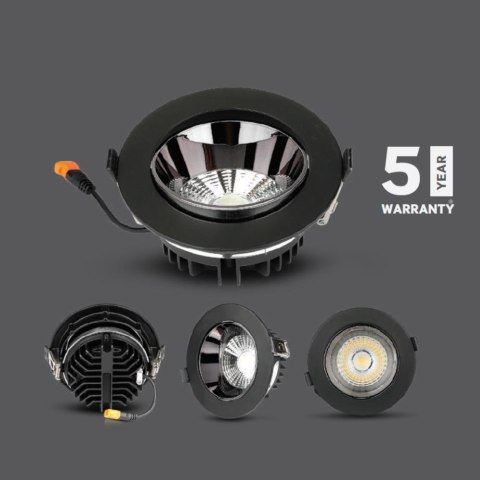 Oprawa Downlight V-TAC SAMSUNG CHIP 10W Czarna Uchylna VT-2-13 6400K 800lm 5 Lat Gwarancji