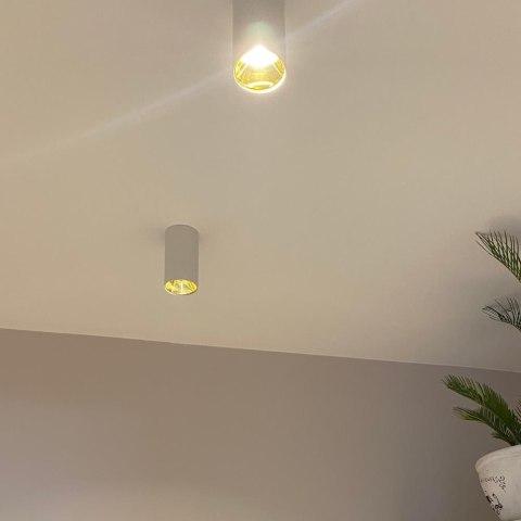 Lampa Oprawa Sufitowa V-TAC GU10 Okrągła Natynkowa Tuba Biały+Złoty 80x140mm VT-882-R 3 Lata Gwarancji