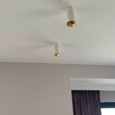 Lampa Oprawa Sufitowa V-TAC GU10 Okrągła Natynkowa Tuba Biały+Złoty 80x140mm VT-882-R 3 Lata Gwarancji