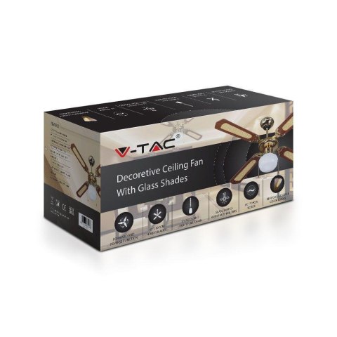 Wentylator Sufitowy V-TAC 107cm 1xE27 Brąz 4 ramiona VT-6042-4