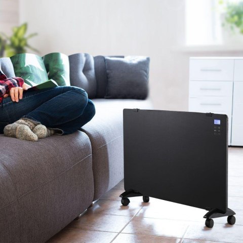 Grzejnik Panelowy Szklany 2000W LED Czarny PILOT LCD TIMER V-TAC VT-2000WRD-B