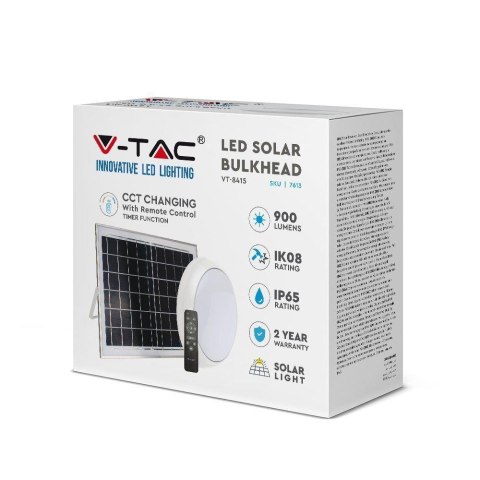 Oprawa Plafon Solarny V-TAC 15W PILOT TIMER IP65 3in1 VT-8415 3000K-6400K 900lm