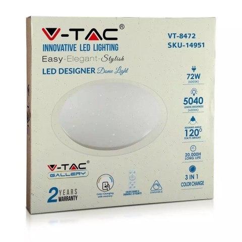 Plafon Sufitowy V-TAC 72W LED Pilot CCT fi.670 Gwiazdy VT-8472 2700K-6400K 5040lm