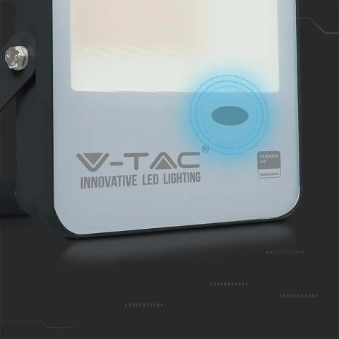 Projektor LED V-TAC 100W Czujnik Światła SAMSUNG CHIP 100Lm/W Czarny VT-117 3000K 10000lm 5 Lat Gwarancji