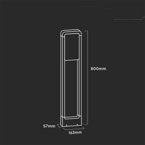 Słupek Ogrodowy V-TAC 10W LED SAMSUNG CHIP Czarny IP65 VT-33-B 3000K 900lm 3 Lata Gwarancji