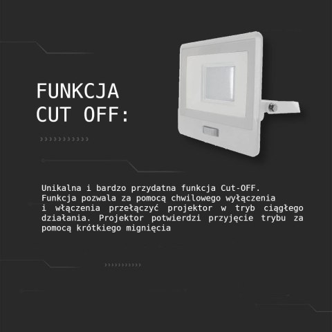 Projektor LED V-TAC 30W SAMSUNG CHIP Czujnik Ruchu Biały Z MUFĄ VT-138S 4000K 2340lm 5 Lat Gwarancji