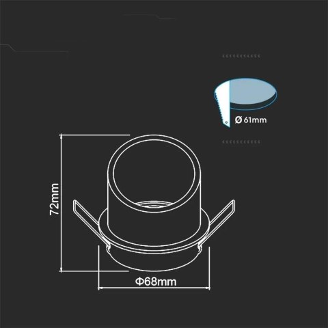 Oczko V-TAC GU10 Wpuszczane Czarne+Złoty VT-974RD-B 3 Lata Gwarancji