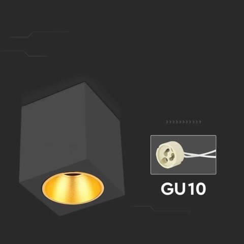 Lampa Oprawa V-TAC GU10 Kwadratowa Natynkowa Czarna+Złoty 100x100x120cm VT-979SQ 3 Lata Gwarancji