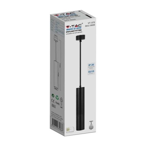 Lampa Wisząca Żyrandol Oprawa Zwieszana V-TAC GU10 GU10 Czarny 55x300mm VT-976-300 3 Lata Gwarancji