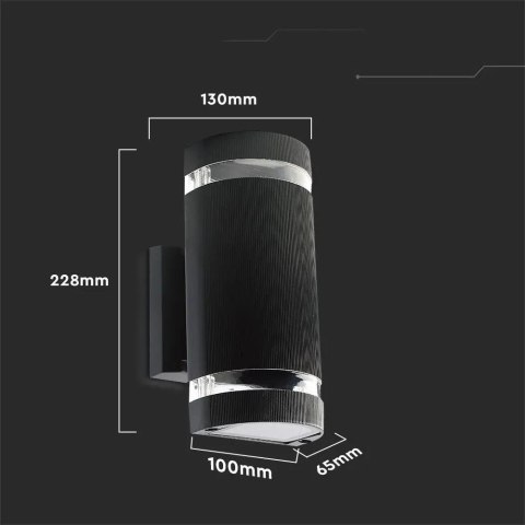 Kinkiet Ogrodowy V-TAC Czarny IP44 2xE27 Okrągły Góra Dół VT-967