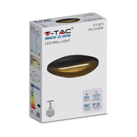 Kinkiet Ścienny V-TAC 9W LED Czarny VT-811 3000K 1070lm